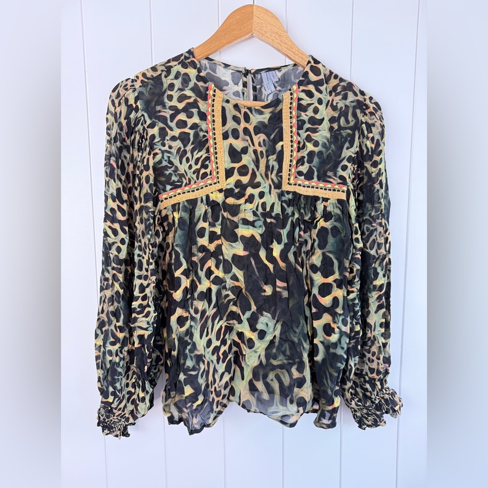 Anthro Blnk London Leopard Print Long Sleeve Women's Top - Picture 2 of 11